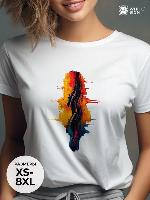 Oversized cotton T-shirt with Color Abstraction print XL
