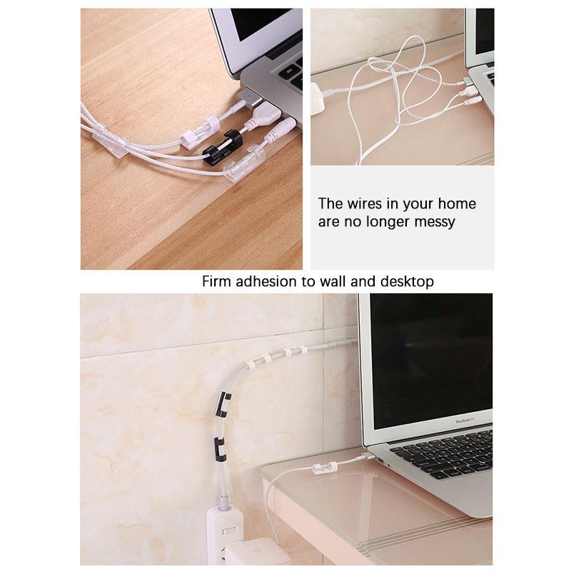 Cable Holder Clips 20Pcs Cable Management Cord Organizer Clips Silicone Self Adhesive For Desktop Office Home