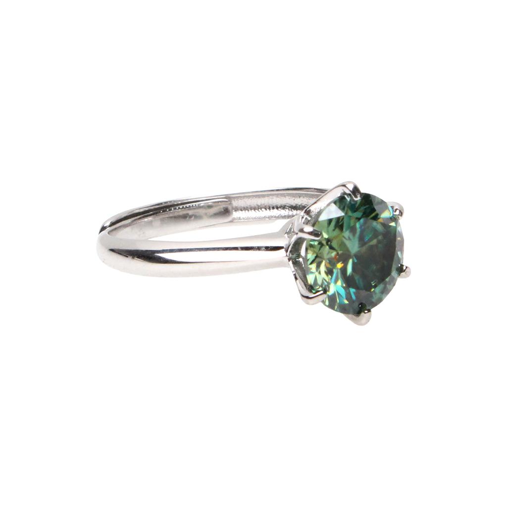 Bien Vetu Green Moissanite Ring 2 Carat Simple Prong