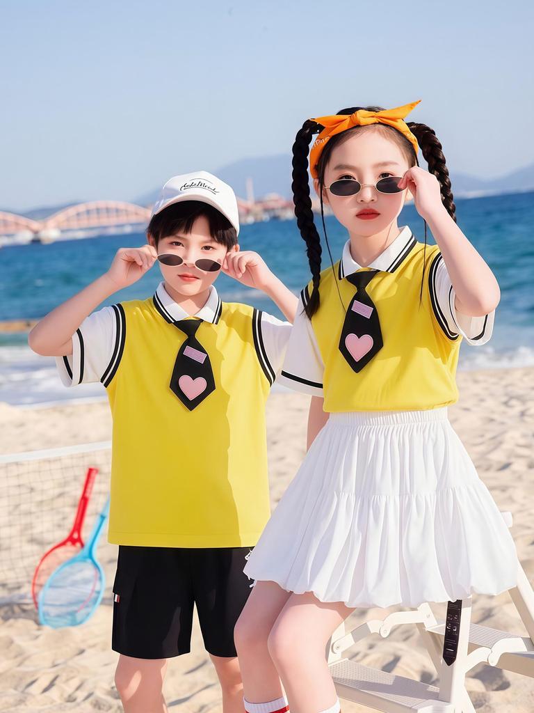 Children's Academy Style Summer Uniform Set - Short Sleeve School Sports Uniform for Kindergarten and Primary School