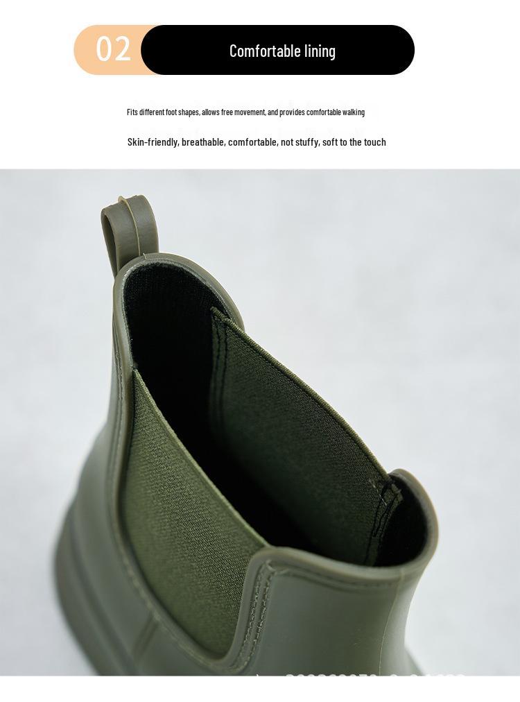 Women's Non-slip Martin Rain Boots - Wear-resistant, Fashionable Short Boots with Thick Rubber Soles for Grocery Shopping