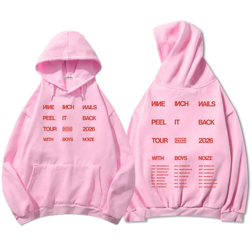 Nine Inch Nails Peel It Back 2026 Tour Hoodies NIN Rock Band Graphic Print Sweatshirts Long Sleeve Winter Hooded Pullovers