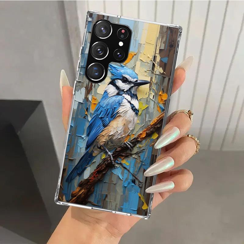 Animal Oil Painting Bird Phone Case for Samsung Galaxy S26 S24 S23 Ultra S25 Edge S22 S21 Plus S20 FE + Soft Print Shell Funda G