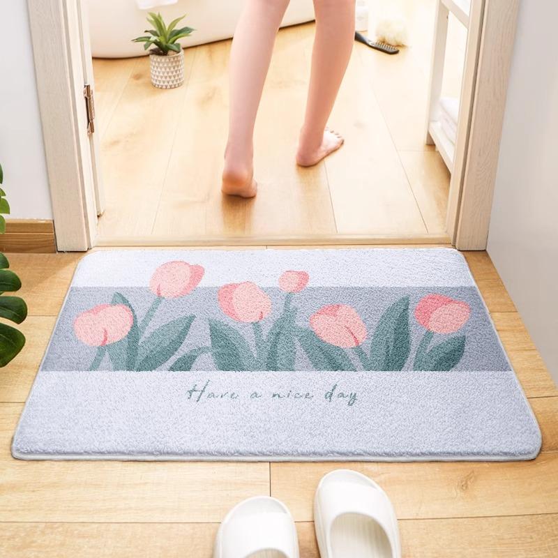 Bathroom Floor Mat Absorbent Toilet Door Foot Mat Household Thickened Non-slip Toilet Toilet Imitation Cashmere Carpet