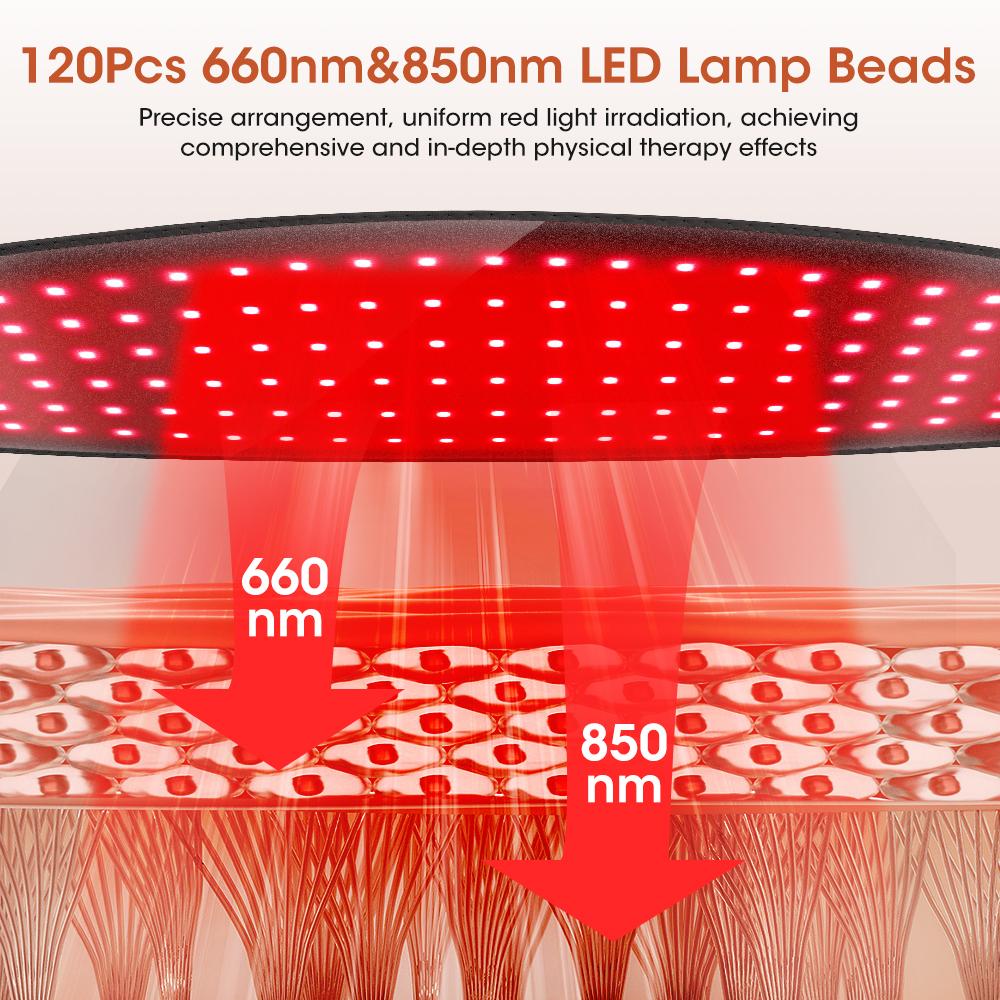 120Pcs 660nm & 850nm Belt Household Waist Belt Relieves Fatigue Skin Beauty 12V Direct Plug Power Supply