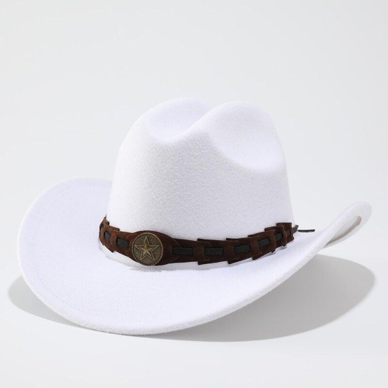 New Tibetan woolen top hat with rolled brim Western cowboy hat with rolled edge Felt hat European and American western cowboy hat