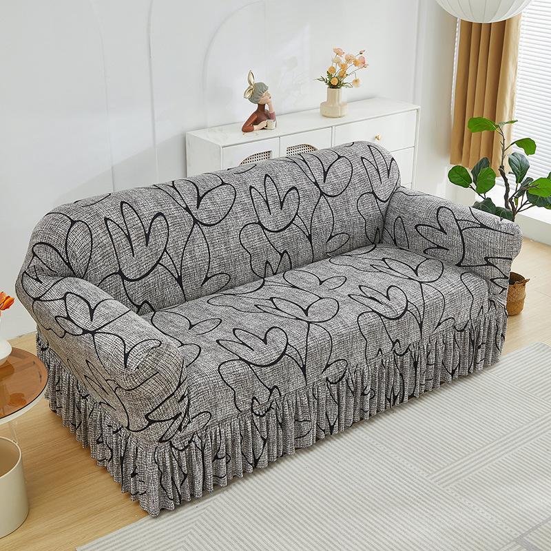 Skirt Sofa Cover Elastic Sofa Cover All-Inclusive Cover Nordic Style Sofa Cover Non-Slip Fabric