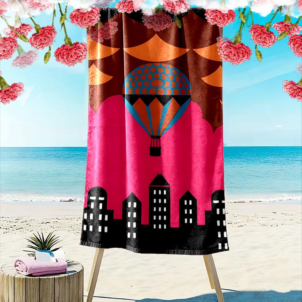 Airy balloon adventure Print beach towel, quick drying, suitable for travel, outdoor sports, jogging, the beach and swimming, gift