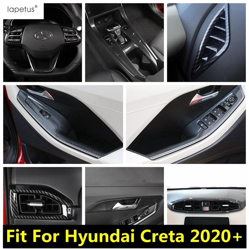 Interior For Hyundai Creta  - Head Lamp Window Lift Steering Wheel Gear Shift AC Air Cover Trim Carbon Fiber Accessories