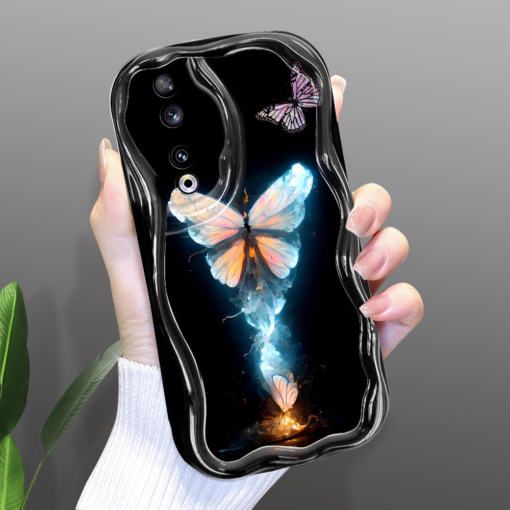 Roztomilý kreslený vzor krémová textura pouzdro vlnitý okraj měkký silikonový kryt pouzdro na telefon pro Huawei Honor Infinix Tecno iPhone
