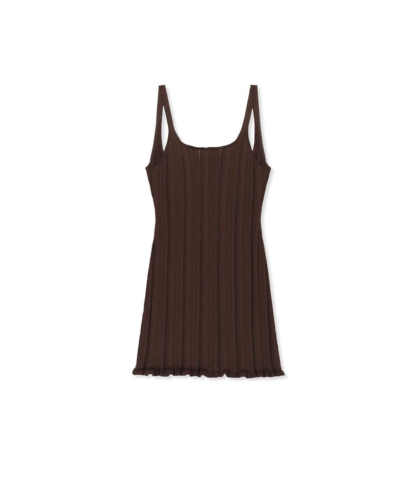 Mattengkim Open Back Ribbed Knit Dress In Brown
