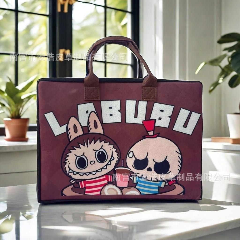 Nová labubu kreslená plstěná přenosná ruční jednoduchá dětská taška tote taška na obědový box úložná taška taška na jídlo