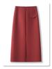 2024 Women's High Waist Red Angora Tweed Bodycon Midi Skirt - New Autumn/Winter Style
