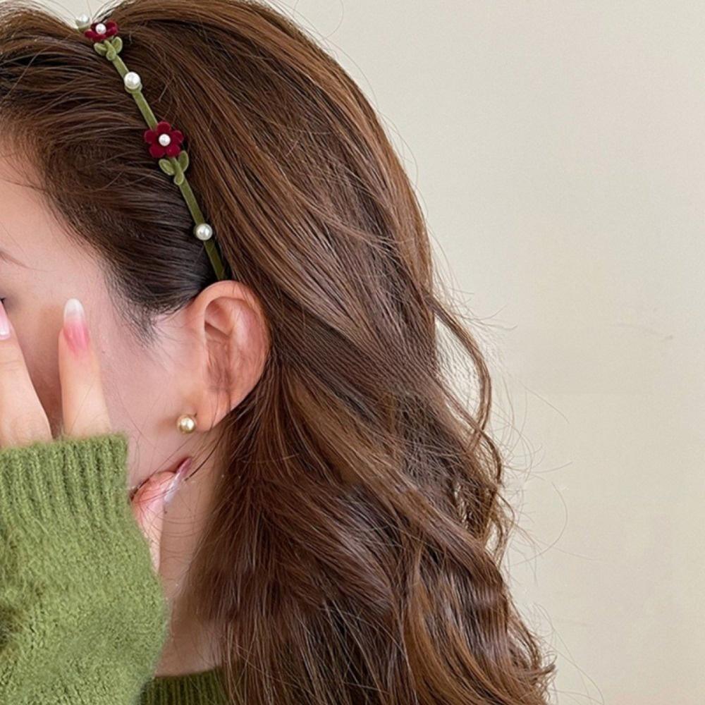 Zinc Zinc Alloy Flower Headband Plush Women Hair Hoop Exquisite Bow Hairband  Ladies