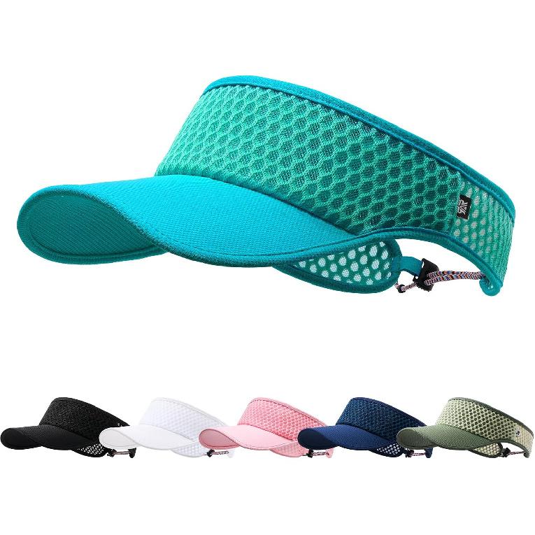AUSFLUG Sun Visor Hat Men Women - Moisture Wicking Lightweight Sports Cap | Quick dry breathable mesh, adjustable ponytail strap, sun blocking for