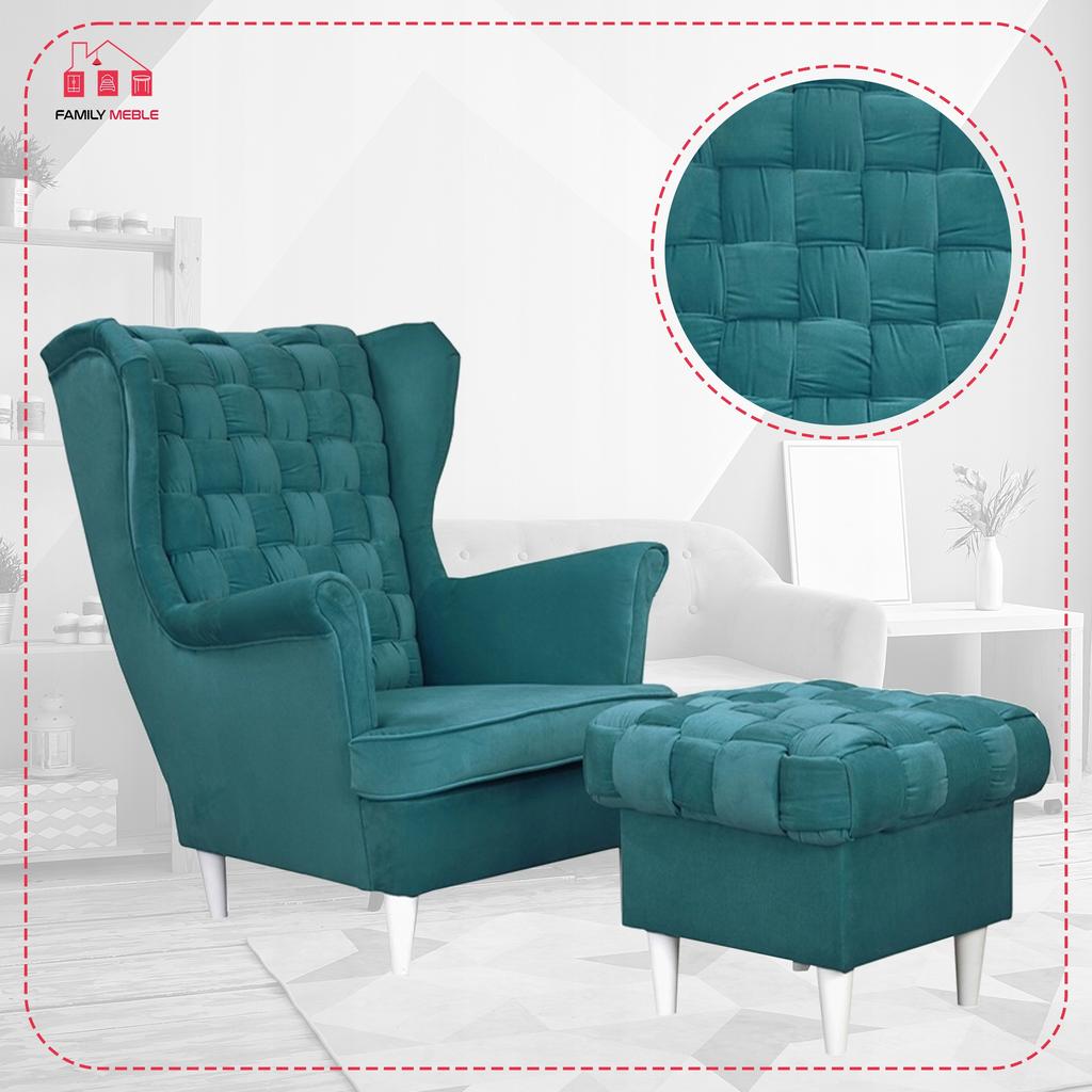 Ohrensessel Carol mit Fußhocker skandinavisch Family Meble türkis