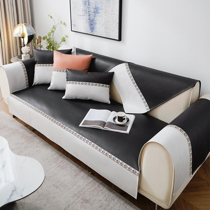 Waterproof Sofa Covers Anti-skid Leather Sofa Seat Cushion Solid Splicing Non-slip 1/2/3/4Seat Sofa Anti-skid Protective Cover