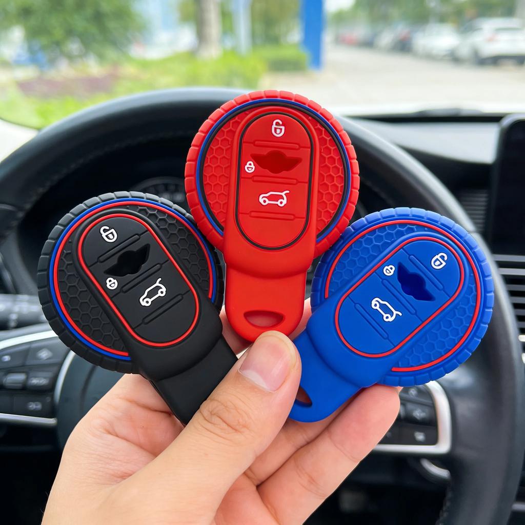 Silicone Car Key Case for BMW MINI COOPER R60 R56 S ONE JCW F54 F55 F56 F57 F60 CLUBMAN COUNTRYMAN Rubber Remote Cover Shell Set