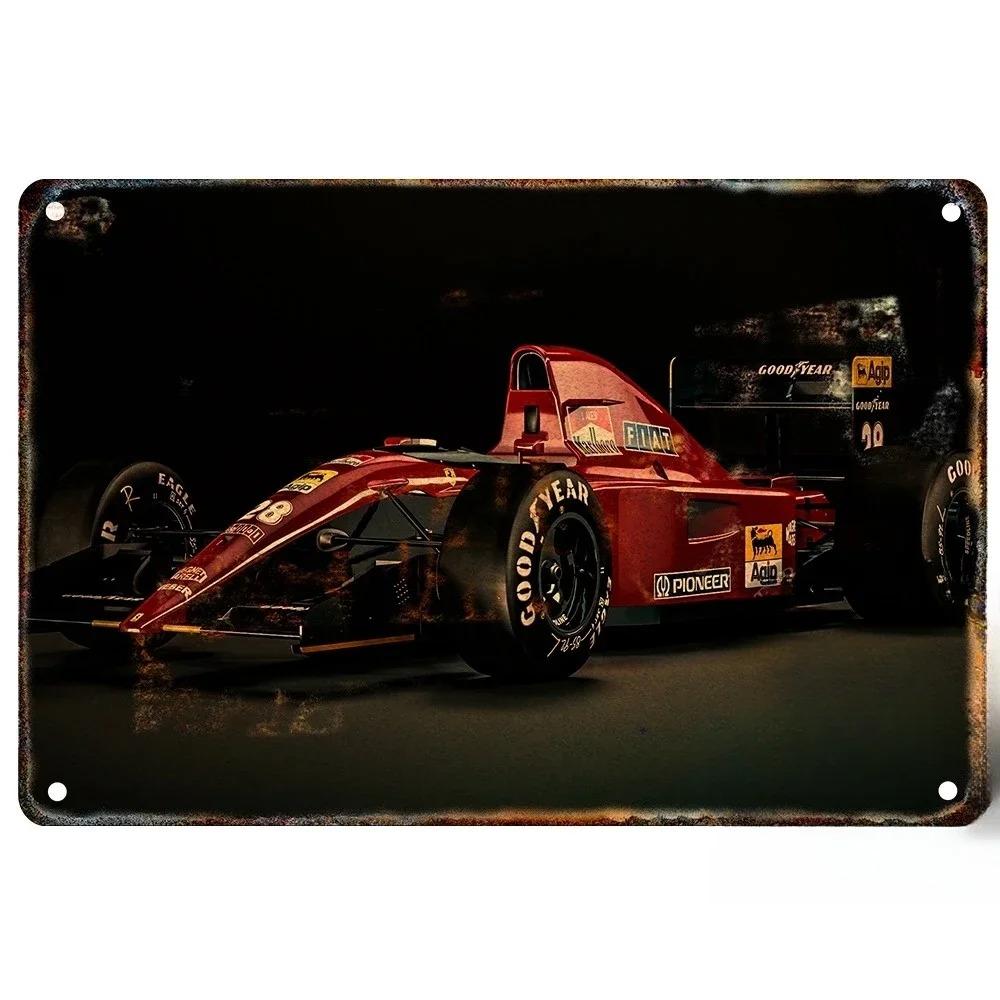 Metal Tin Metal Poster F1 Racing Tin Sign Metal Plaque Poster for Bar Club Wall Decor Retro Bedroom Vintage Wall Plate Pendant