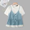 ZANZEA Women Summer Casual Round Neck Short Sleeve Patchwork T-Shirts