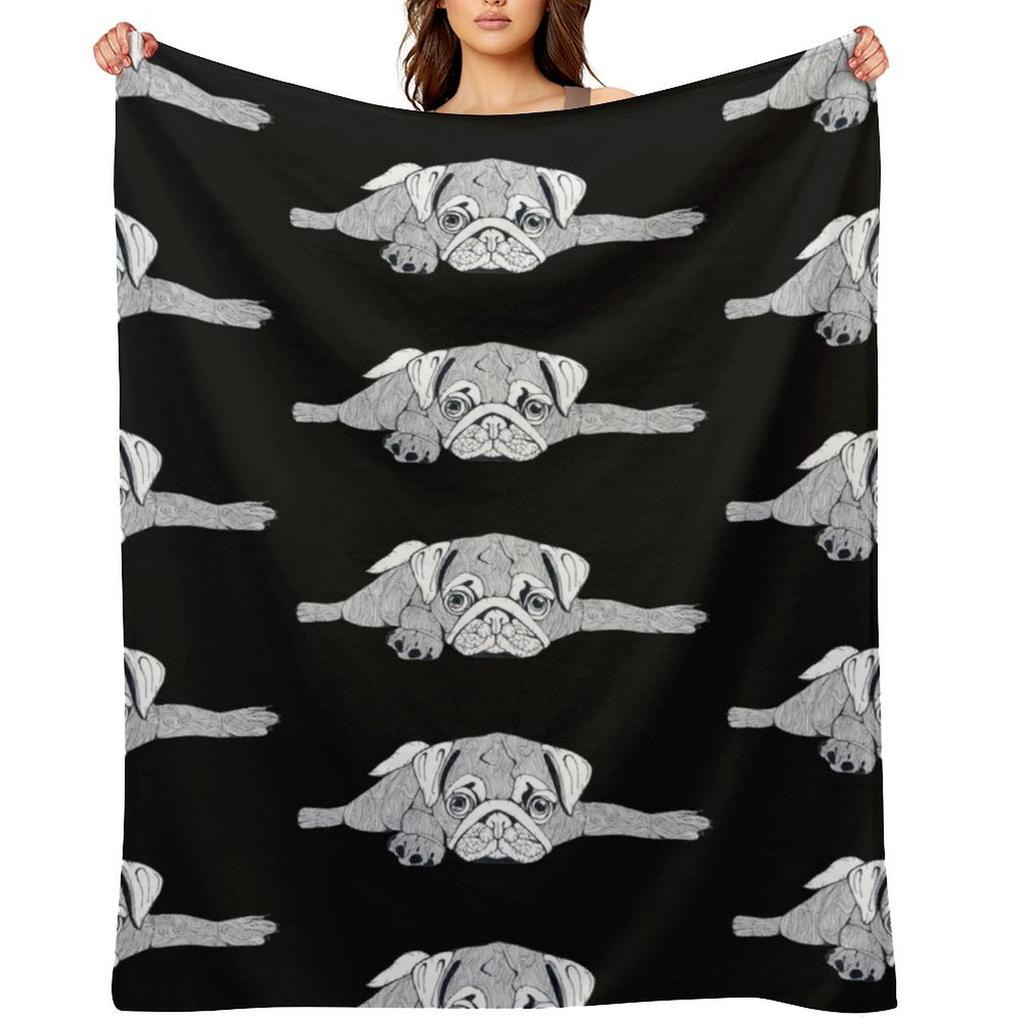 Lazy Pug Throw Blanket Blankets Ands Cosplay Anime Warm for Winter Loose Blankets