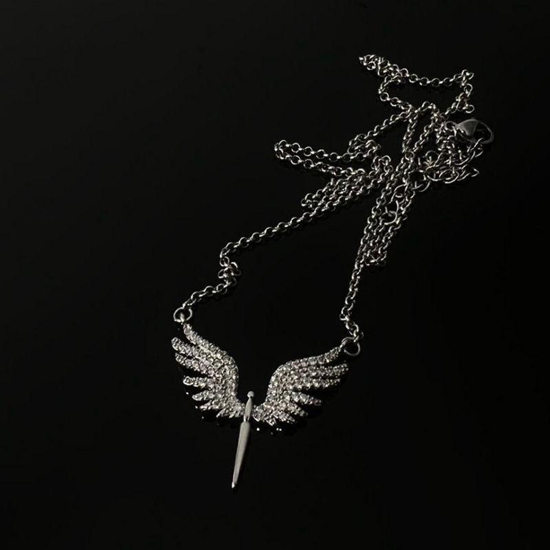 Angel Wings Pendant Necklace For Men Unisex Hip Hop Gothic Punk Clavicle Chain Trendy Classic Neck Jewelry Gift