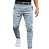 Pantalones a cuadros para hombre Slim Fit Soft Stretch Casual Pantalones largos Trabajo Oficina Negocios