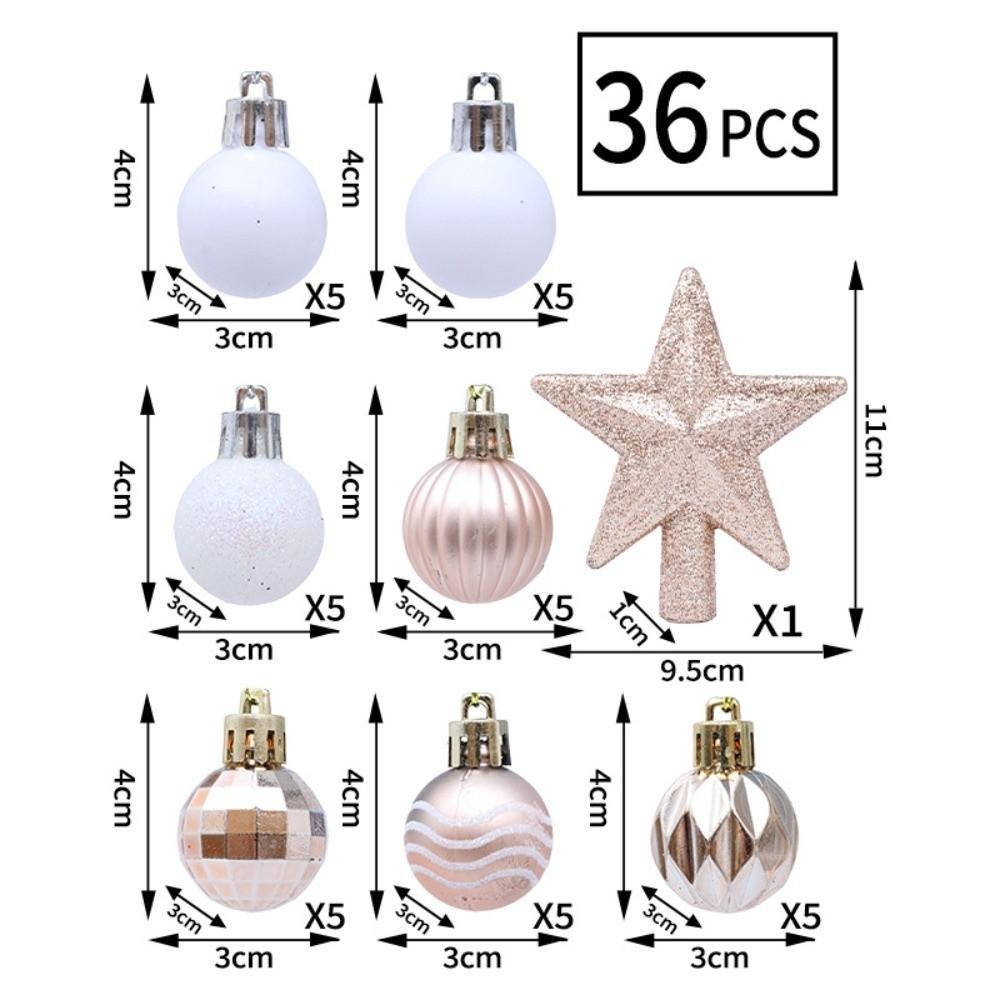 36Pcs Electroplated Christmas Ball Pendant Glitter Special-shaped Plastics Christmas Tree Topper DIY Multicolor