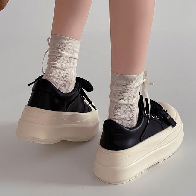 Fashion thick baseplate shoes autumn and spring retro heightening casual sports shoes versatile muffin soft sole women's white shoes tide