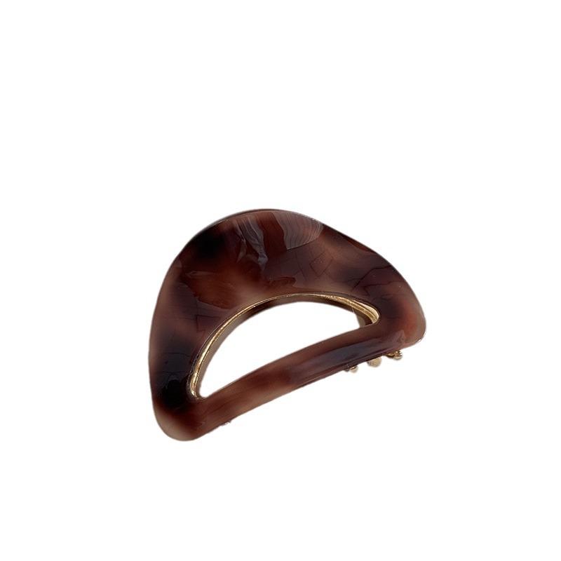 Korean Leopard Print Acetate Metal Hair Clip - Elegant Retro Claw Accessory