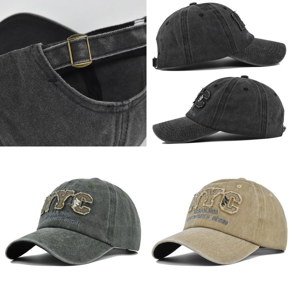 Vintage Nyc 3d Embroidered Baseball Cap Adjustable Sun Hat With Washed Retro Design