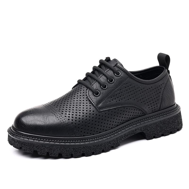 Men's Retro Business Casual Leather Shoes Men's Low Cut Thick Soled Big Toe Leather Shoes British Style Men's Low Cut Workwear Shoes