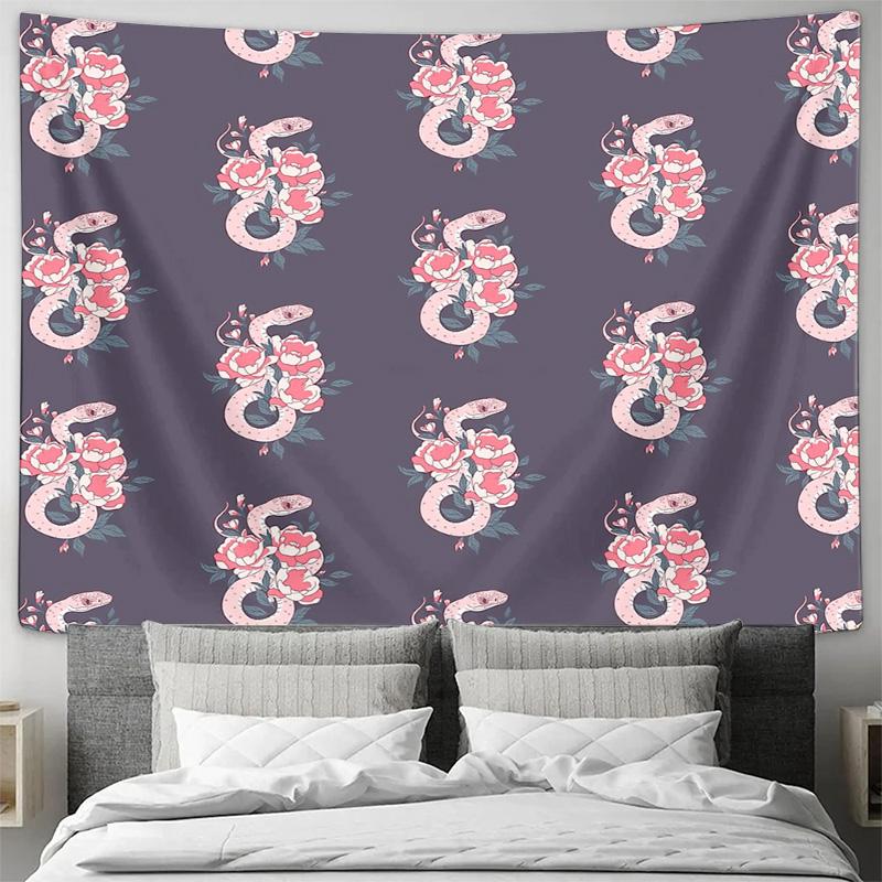 Japanese Floral Tapestry Wall Hanging Sakura Blossom Decor Aesthetic Room Divider Vintage Kimono Fabric Zen Garden Art Home Deco