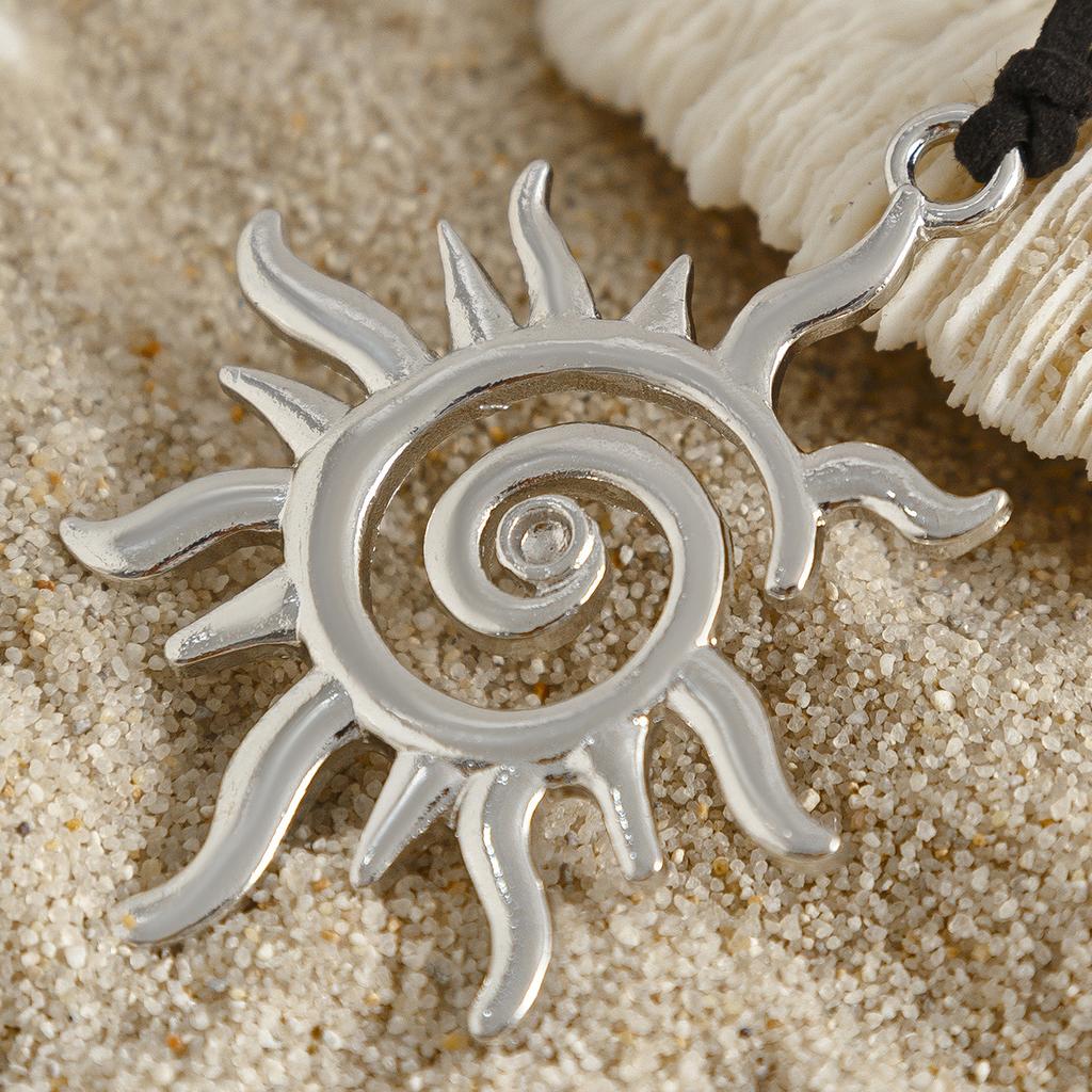 Bohemian Style Large Conch Mermaid Pendant Choker Drawstring Tie Sunflower Collarbone Necklace