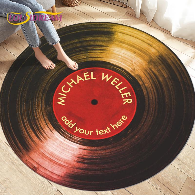 Classical Music Vinyl Record Round Rug,Carpets for Living Room Chair Decoration,Children's Play Crawling Soft Non-slip Floor Mat