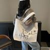 2025 Autumn New Canvas Bag Portable Shoulder Large Capacity Cartoon Cute Fashion Simple Niche Tote Bag