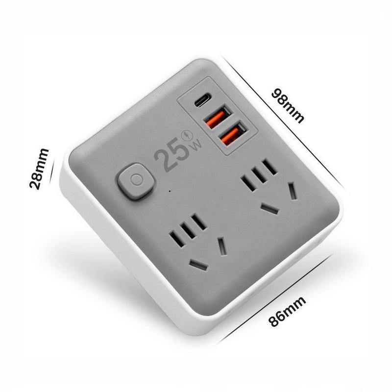 25W Fast Charge Wall Power Socket Stable Output USB C USB A Multi Port Outlet for Office Travel Dorm