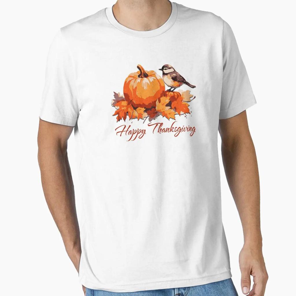 Happy Thanksgiving Essential T Shirt Vintage Breathable Designer Clothes Unisex Homme Slightly Fashion Comfortable
