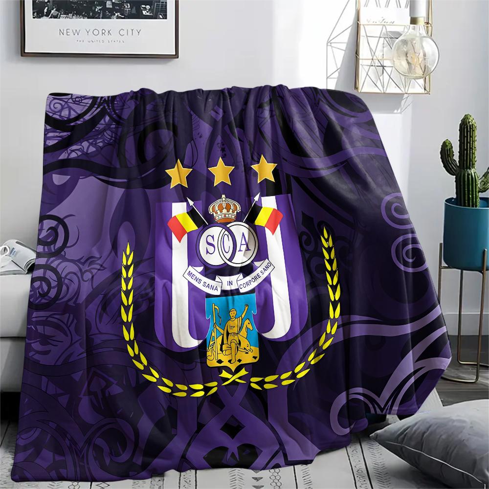 1 ks Flanelová deka s potiskem Royal Sporting Club Anderlecht, Vysoce kvalitní, Pro všechna roční období, Domácí dekorace, Teplo a pohodlí, Ideální jako vánoční dárky