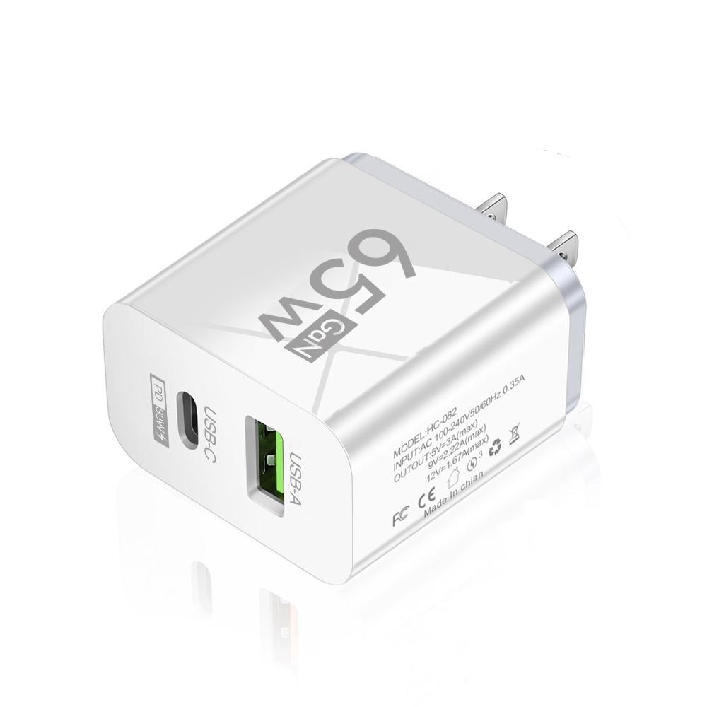 

Total 65W GaN Charger USB Type C PD Fast Charging for 15 14 13 14 Samsung Oneplus Quick Phone Charger Wall Adapter White US