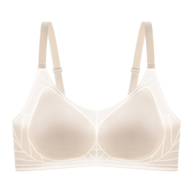 Summer Seamless Stealth Underwear Women's Cool Feeling Ice Silk Small Breasts Gather Bra Breathable Thin Collection Breast Bra Cover