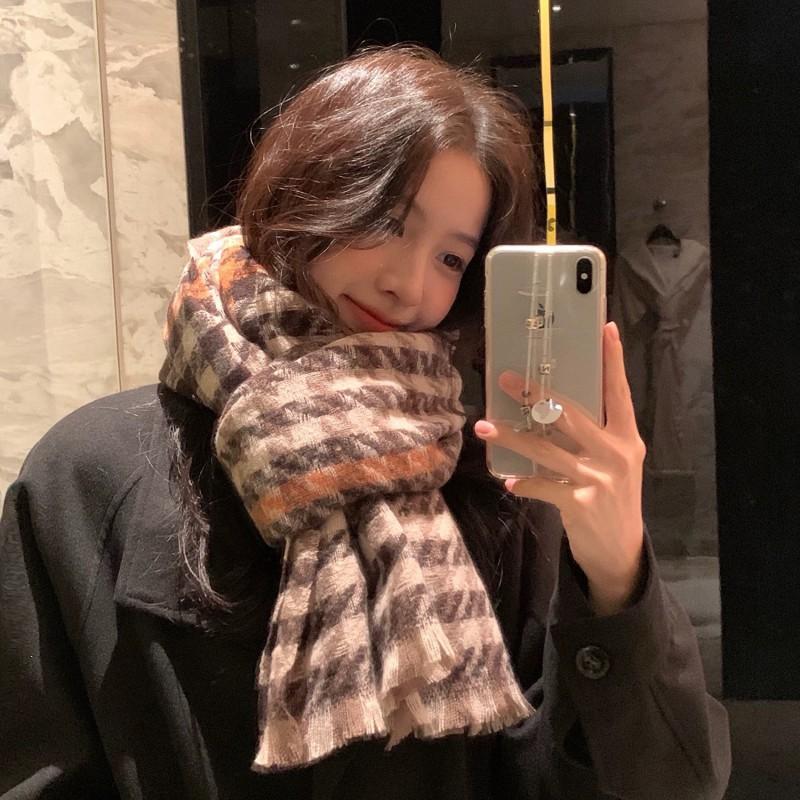 Soft Fuzzy Oversized Scarf Women Winter Warm Thick Acrylic Blend Solid Color Plush Neck Wrap