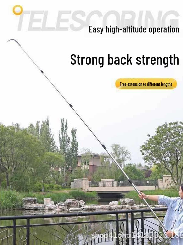 Outdoor Fishing and Fruit Picking Telescopic Pole with Net, Hook, and Sickle, Adjustable from 1.5 To 7 Meters.