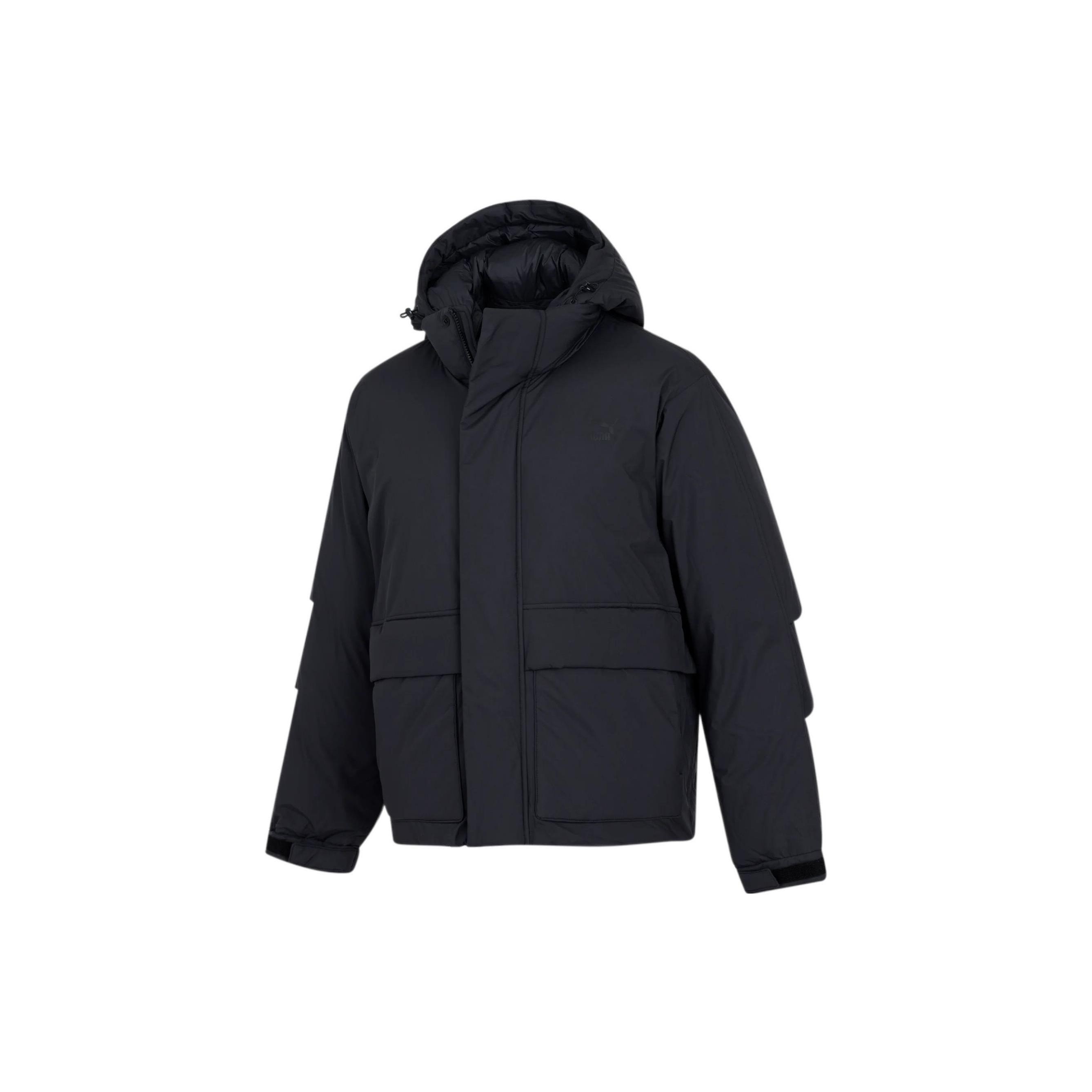 PUMA Men s Solid Down Hooded Jacket Black 933446-01 XS