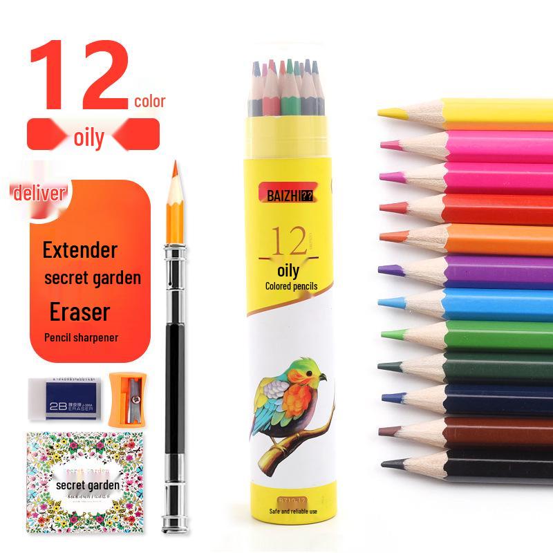 Sześciokątne Kredki Kolorowe Rozpuszczalne w Wodzie na Bazie Oleju - 12, 24, 36, 48, 72 Kolory - Zestaw do Rysowania dla Studenta