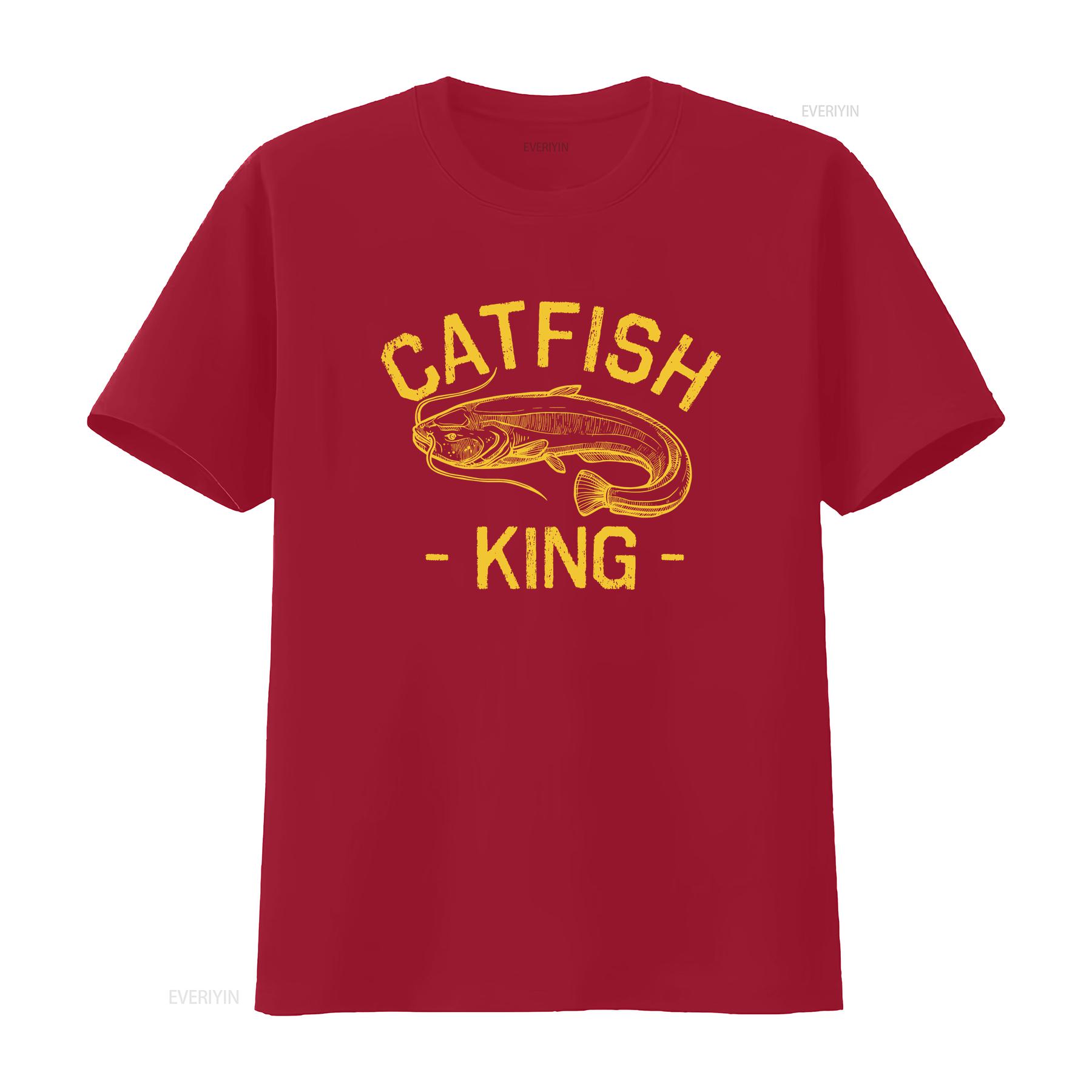 Catfish King T Shirt Funny Catfishing Fishing tee vintage Washed homme fashion Unisex Casual Comfortable Stretched Soft S