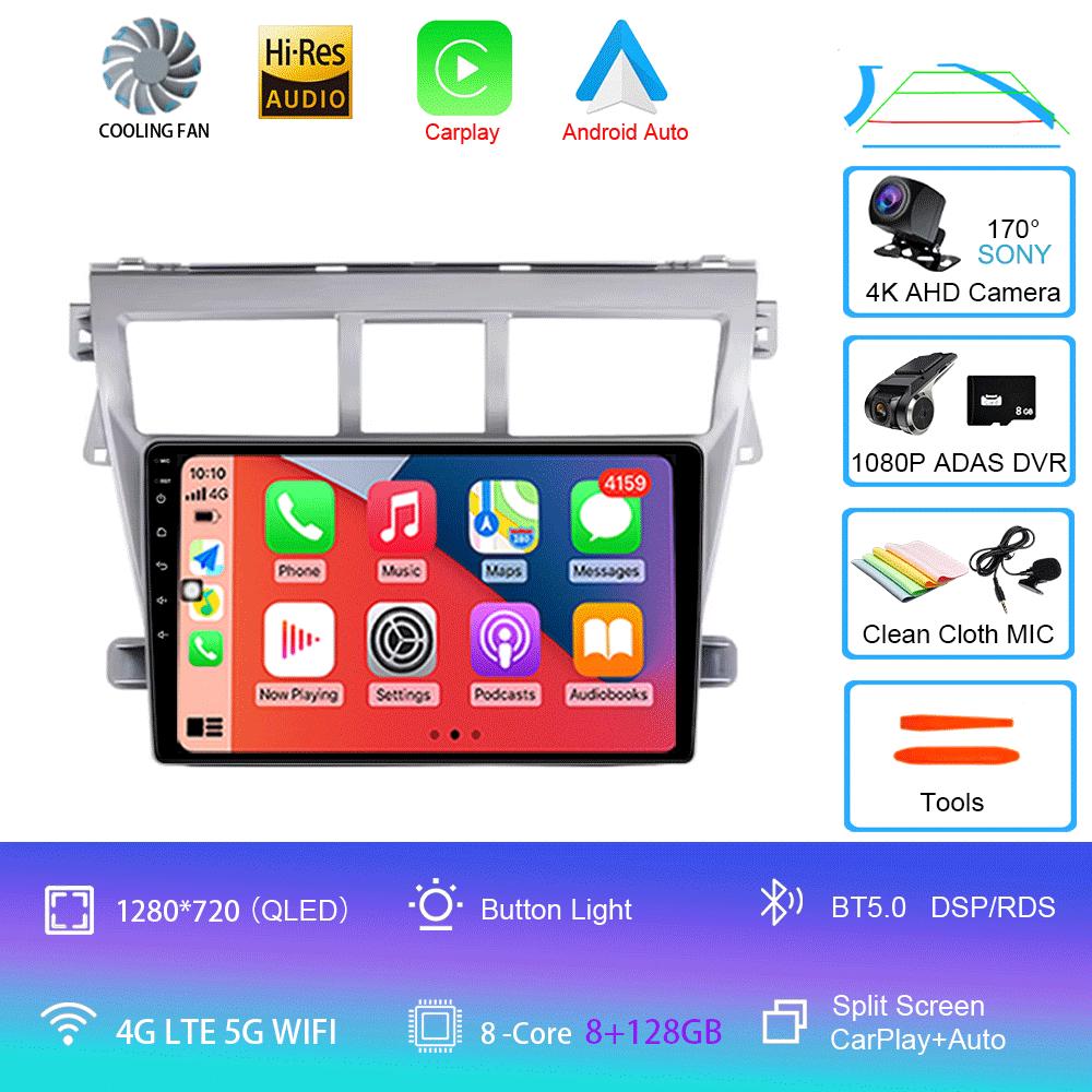 Android 14 For Toyota VIOS Yaris 2007 2008 2009 2010 - 2012 Car Radio GPS Carplay Multimedia Player Navigation Stereo Auto Audio