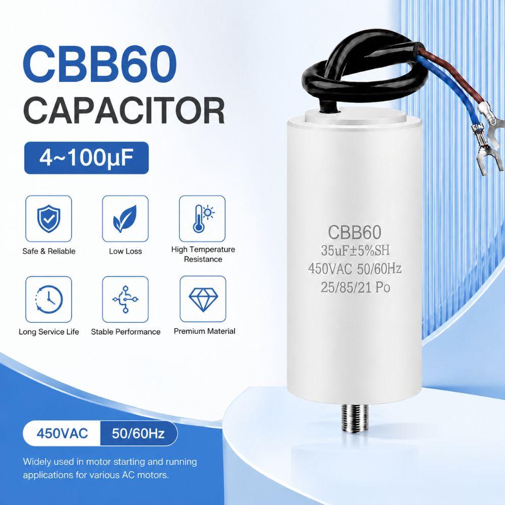 450V CBB60 Capacitor 4UF-100UF Start Capacitor Reliable Motor Run Capacitor
