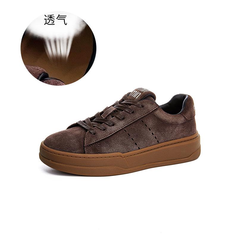 

2025 Spring New Leather Retro Thick Soled Fashion White Shoes for Women, Casual Single Shoes, Versatile Sports Board Shoes 40 кофейный