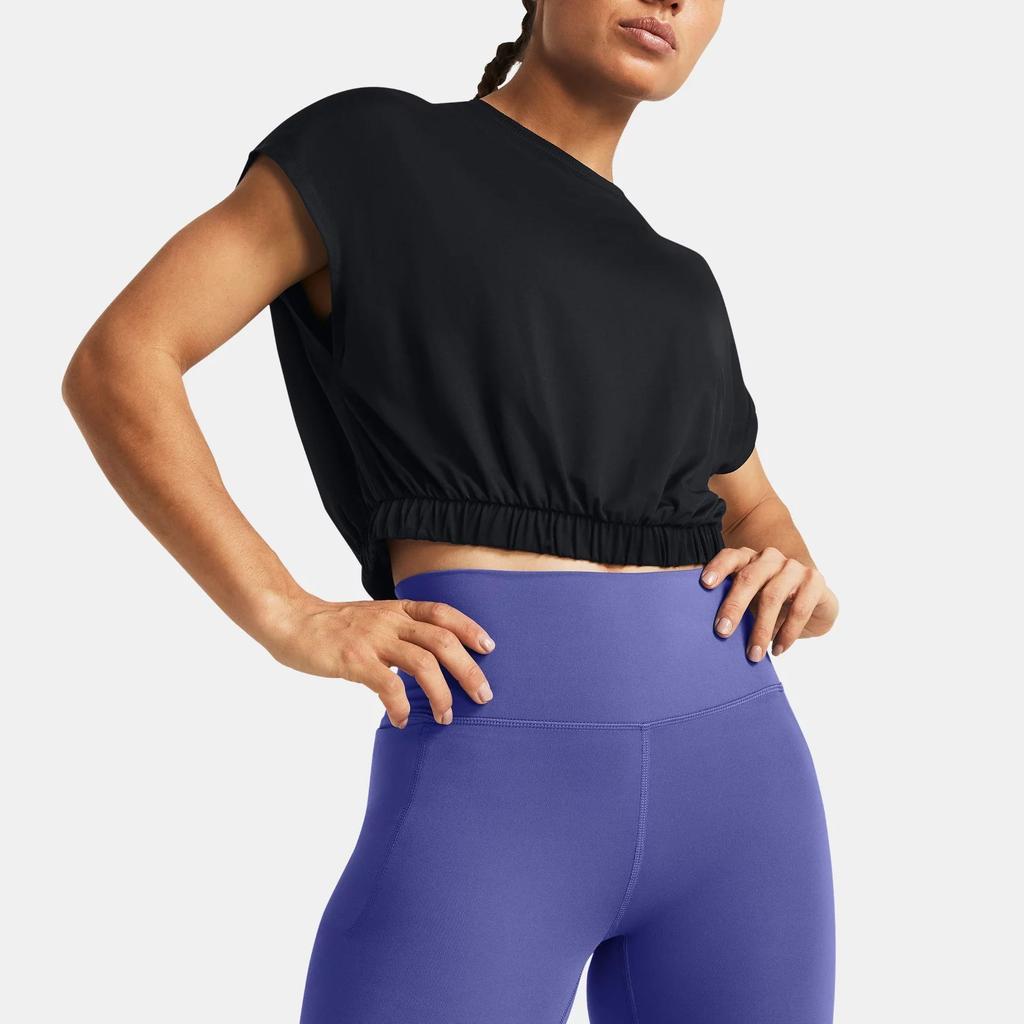 Under Armour Solid Color Breathable Short Sleeve Pullover Women T-Shirts Black 1384204-001